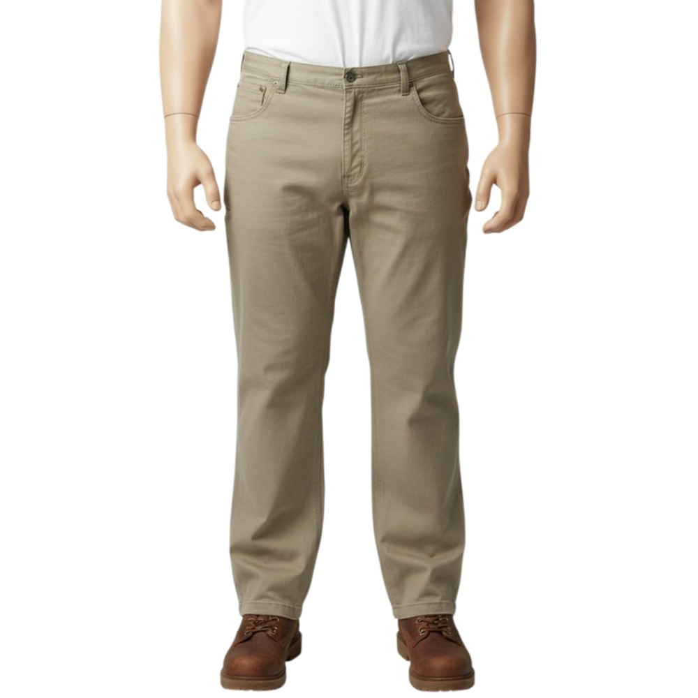 Duluth Flex Ballroom Khakis Greige Men 44x30 Relax Stretch Workwear Phone Pocket